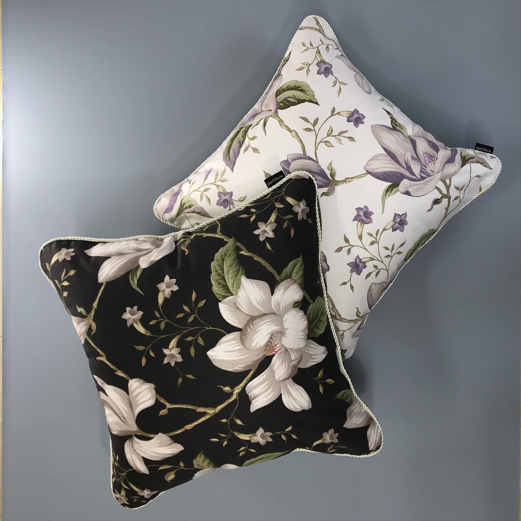 クッションカバー 45x45cm インポート イギリス 花柄 ユリ ブラック グリーン Out Style Official Web Shop